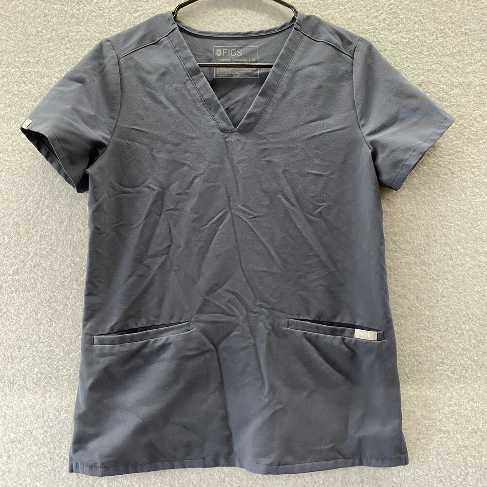 FIGS Tech Collection Casma Three-Pocket Scrub Top Womens XS NAVY BLUE Po 2134